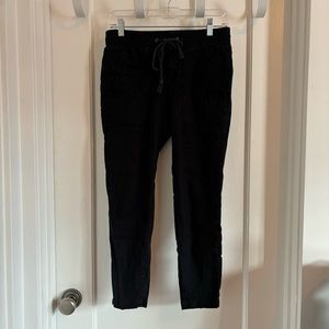 Black linen blend joggers